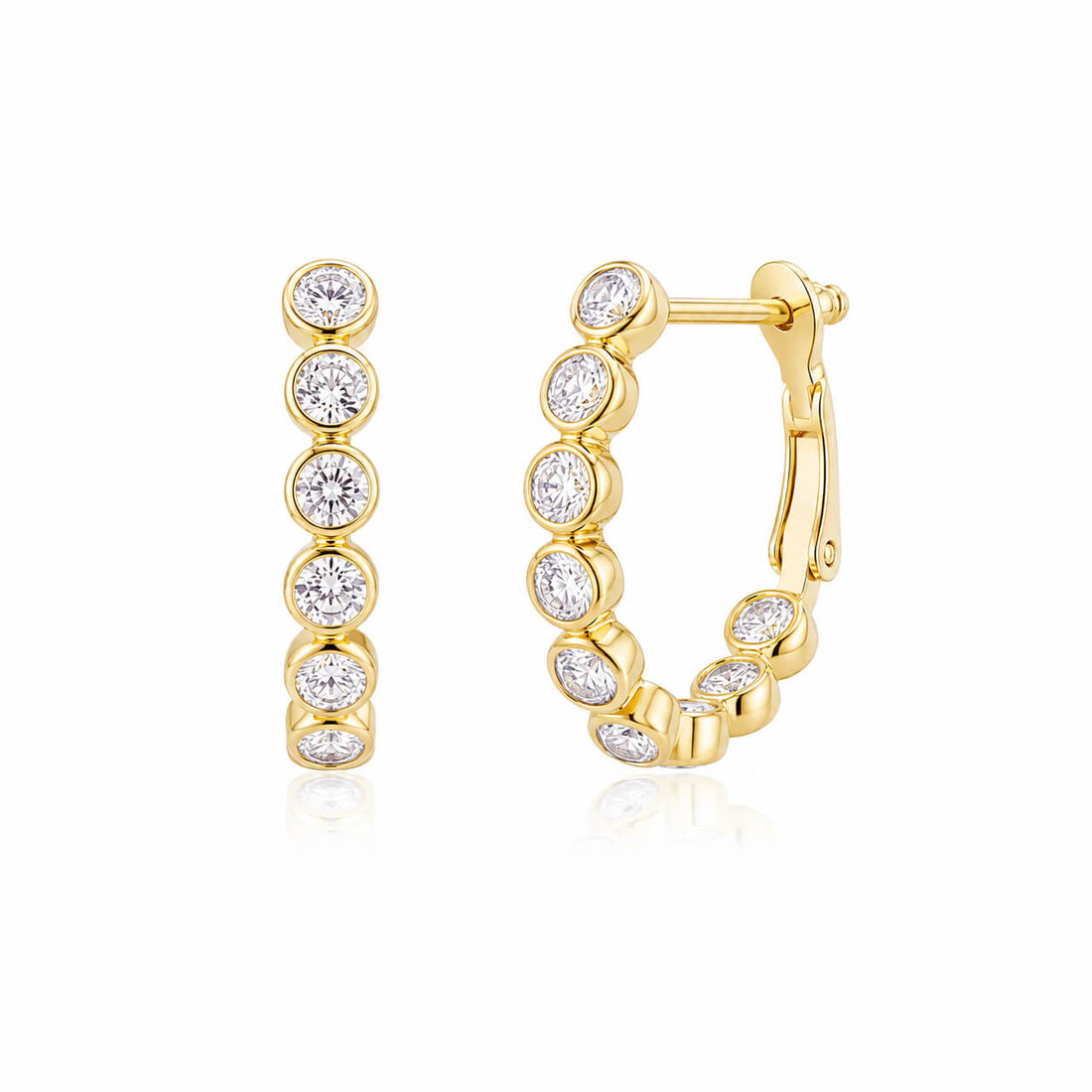Full setting round cut lab grown diamond bubble hoop earrings
