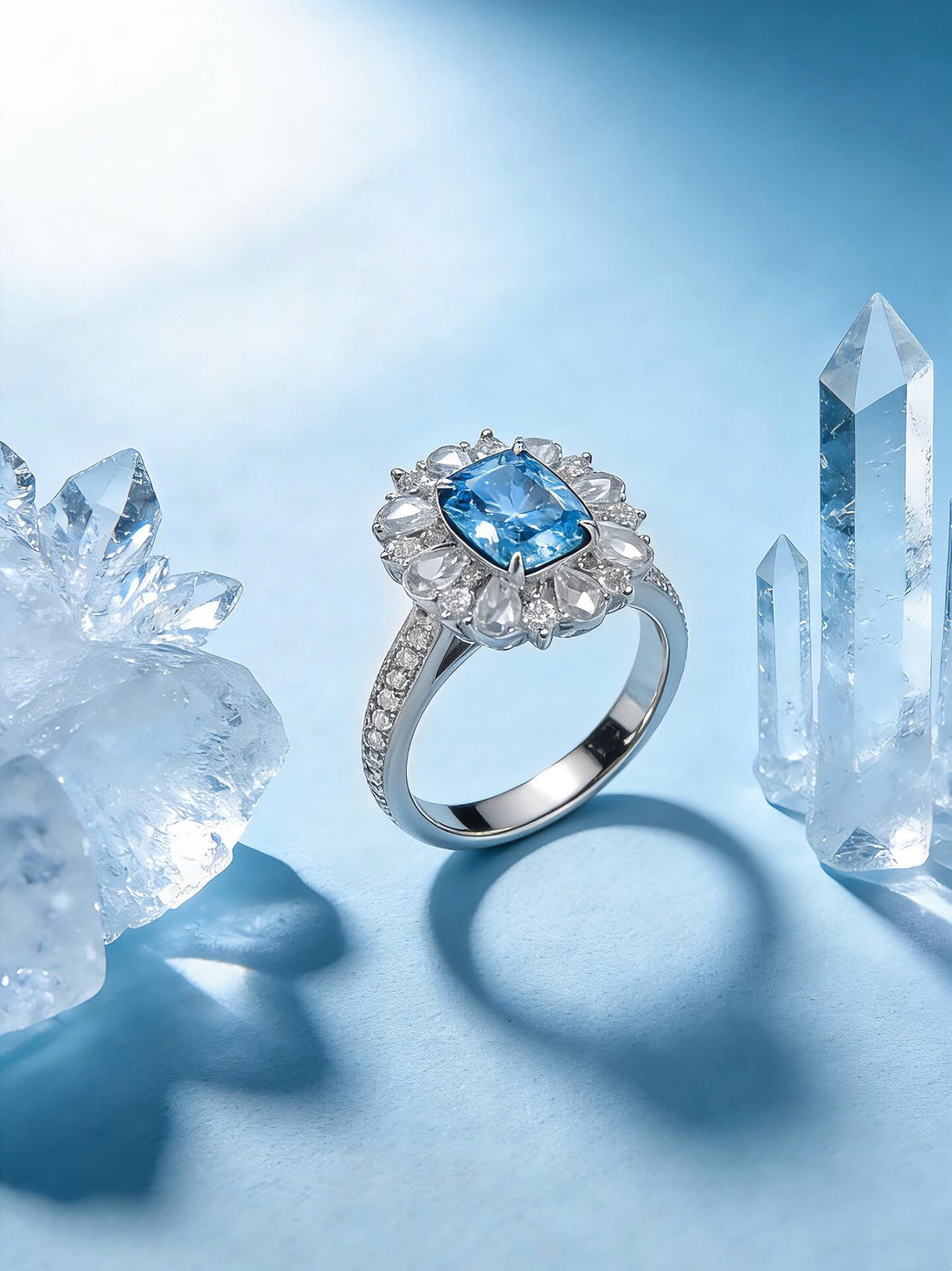 18K gold halo setting cushion lab grown diamond engagement ring