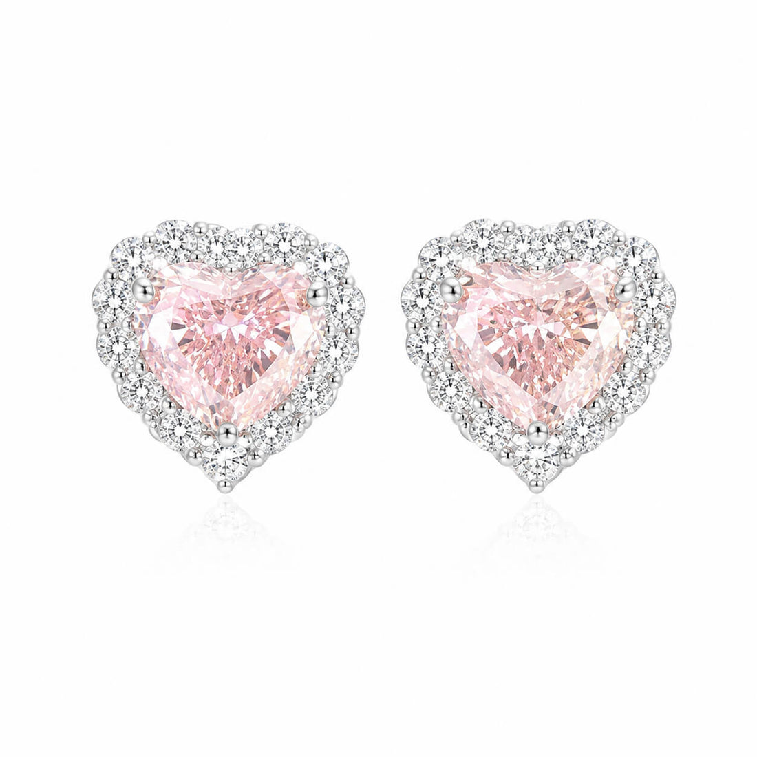 Halo setting heart cut lab grown diamond earrings stud