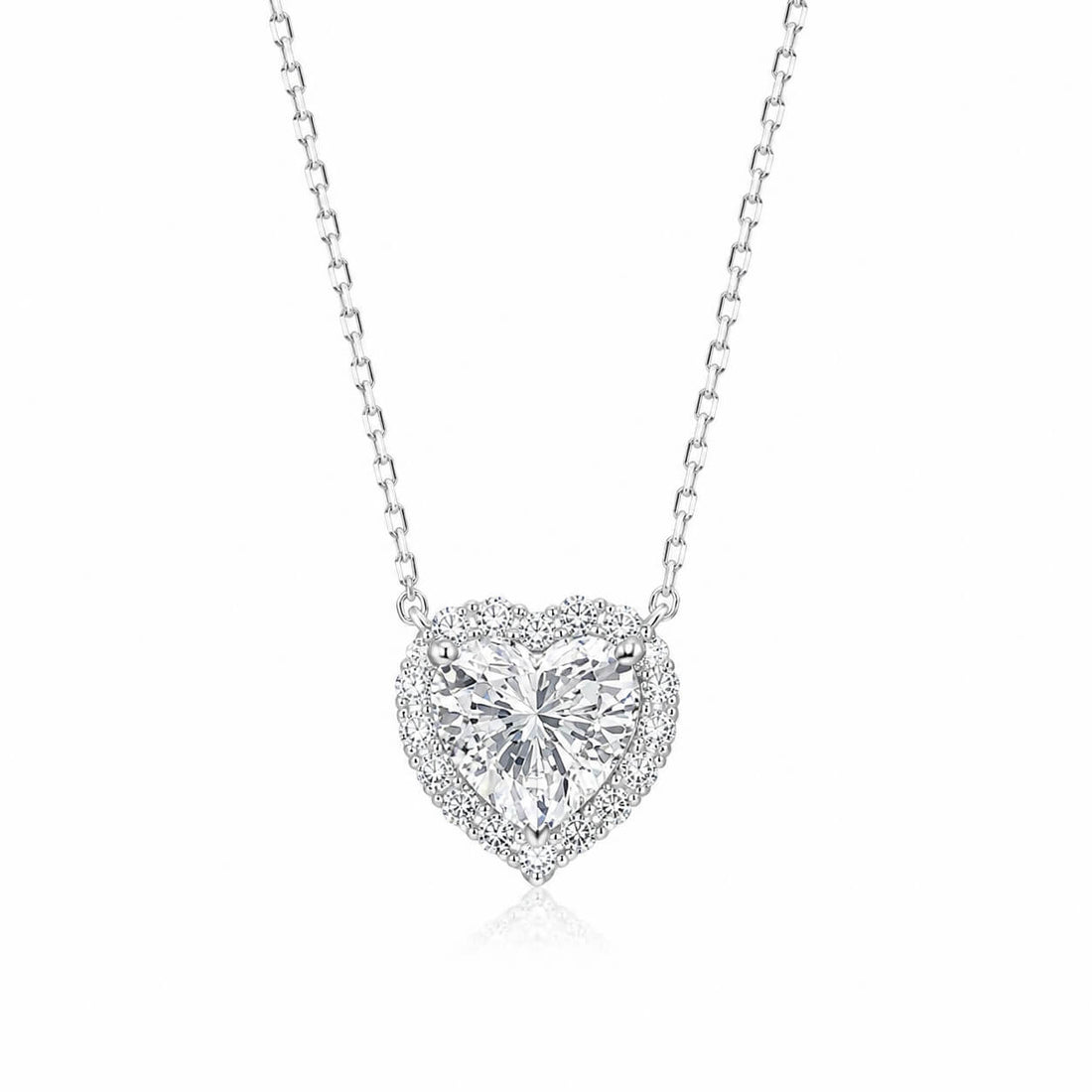 Halo setting heart cut lab grown diamond necklace