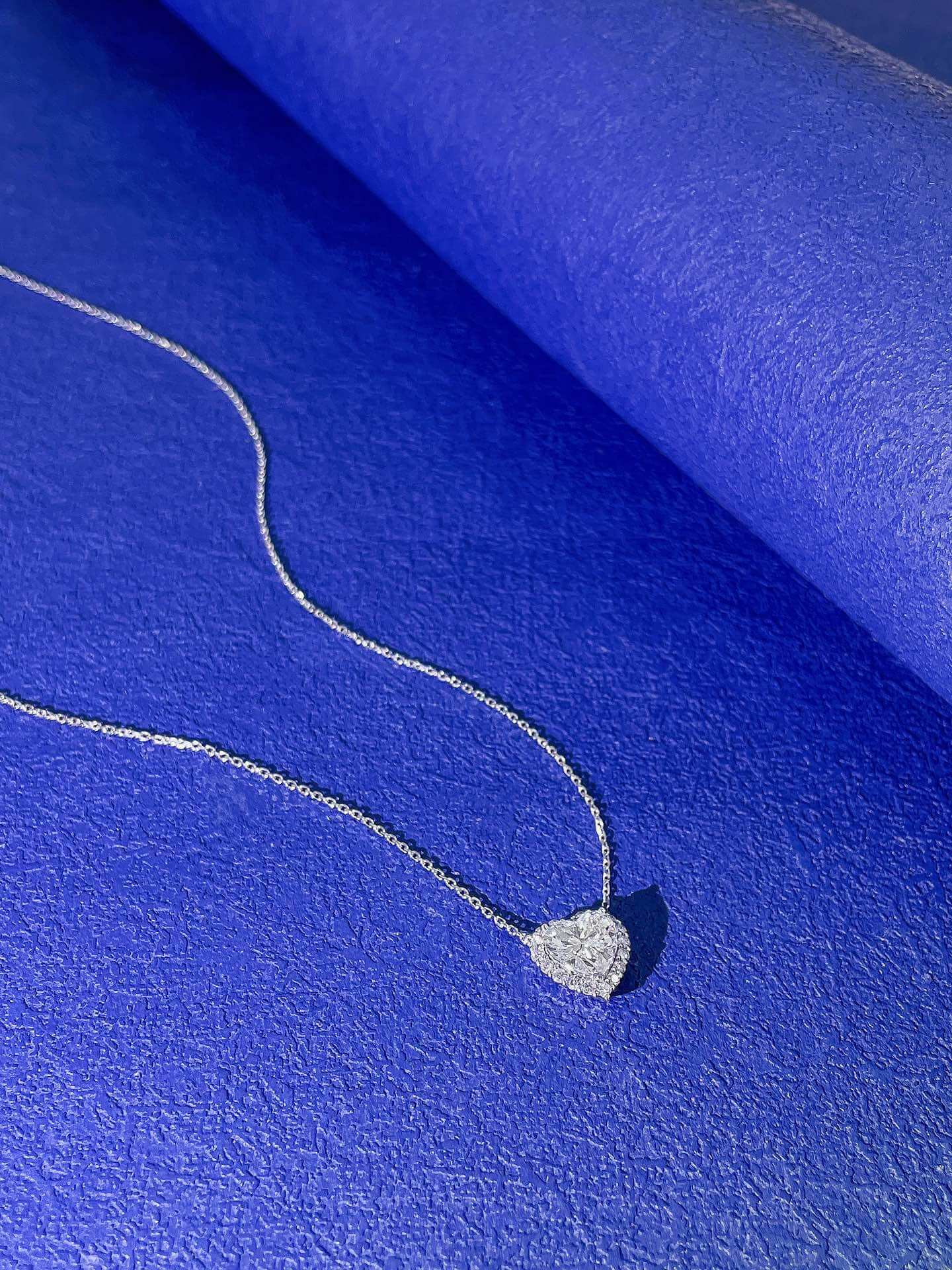 Halo setting heart cut lab grown diamond necklace