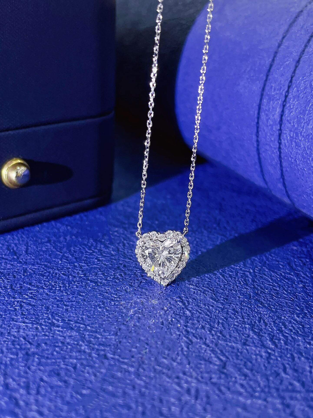 Halo setting heart cut lab grown diamond necklace