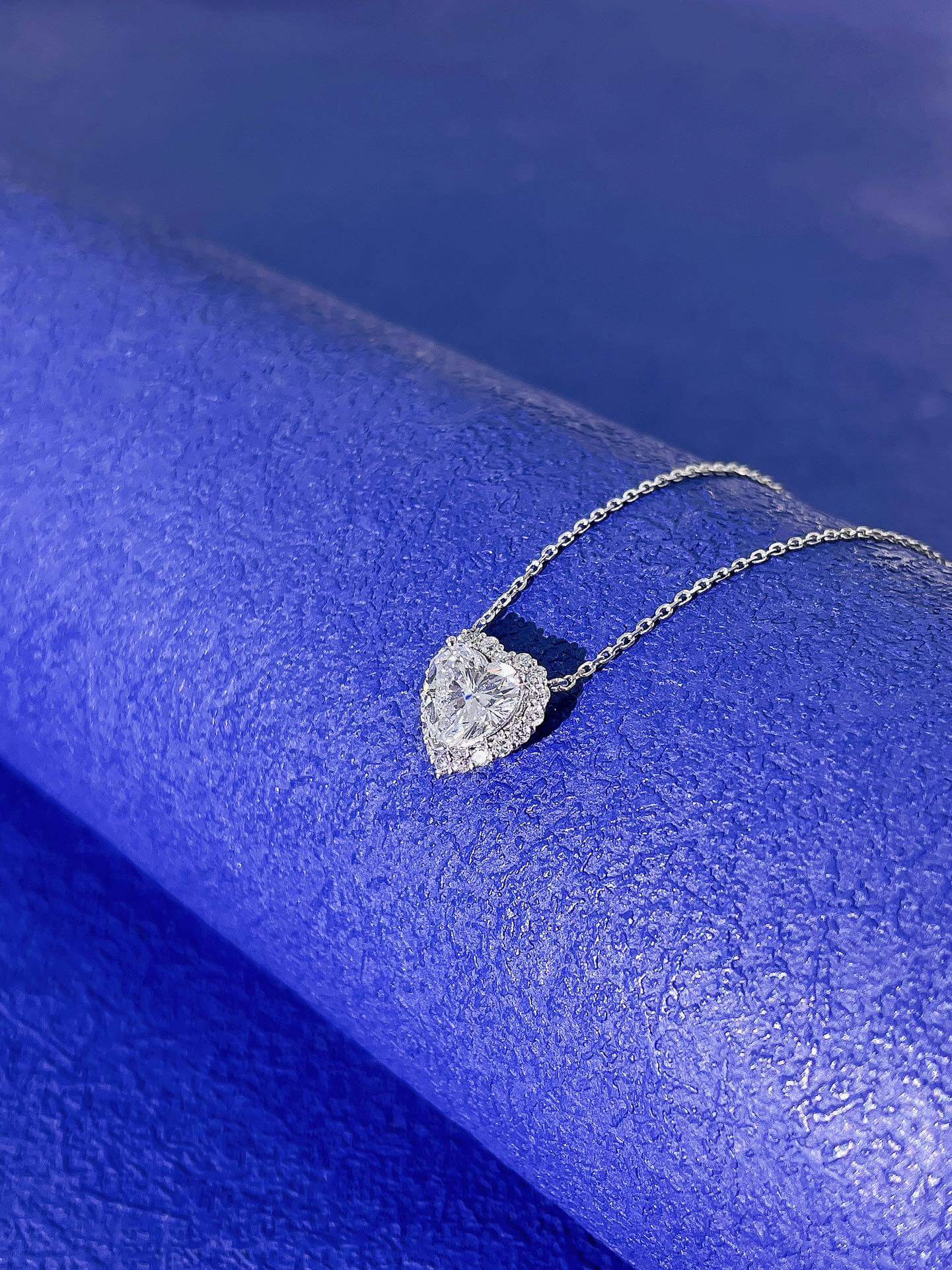 Halo setting heart cut lab grown diamond necklace
