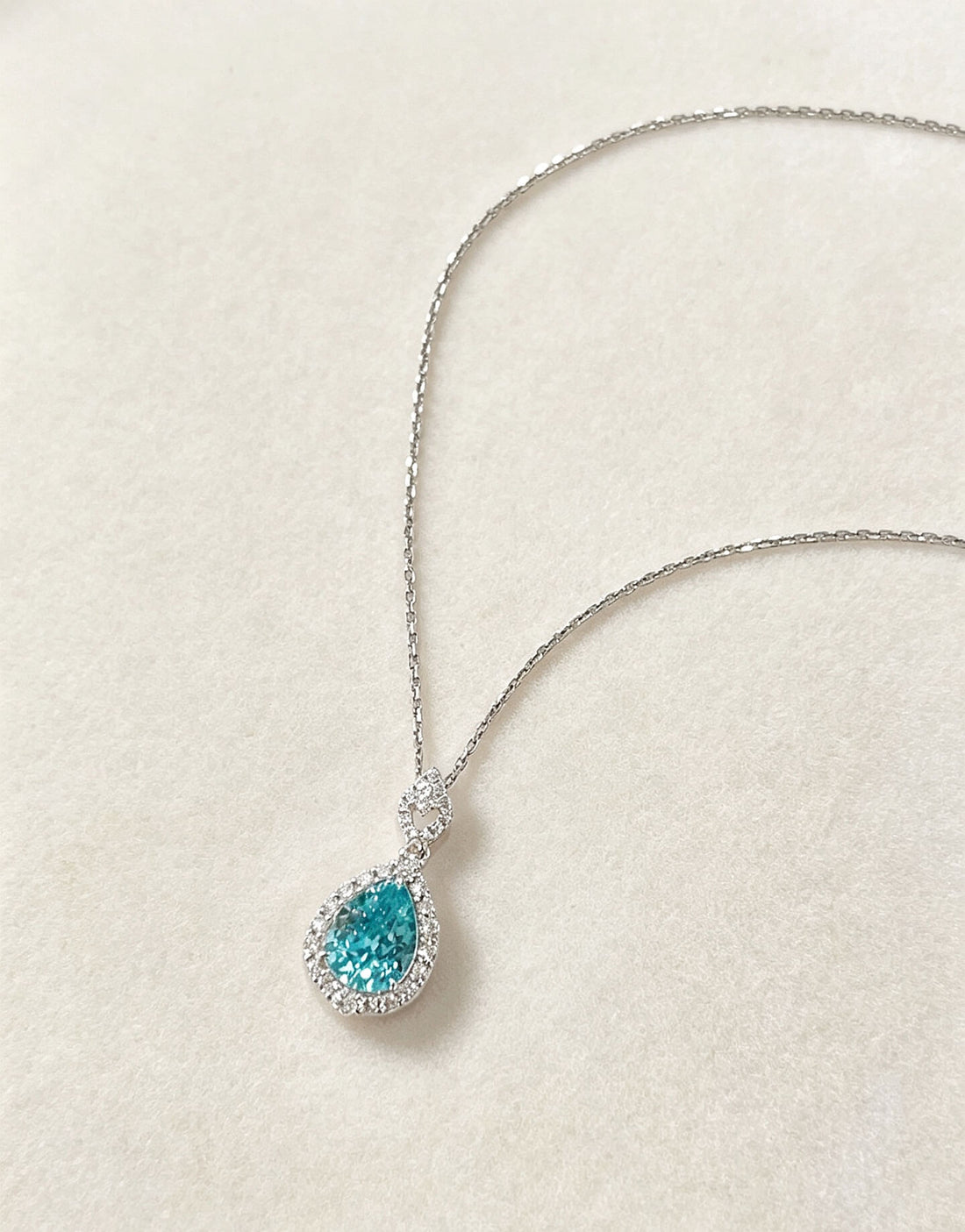 Halo setting oval cut lab grown paraiba pendant necklace