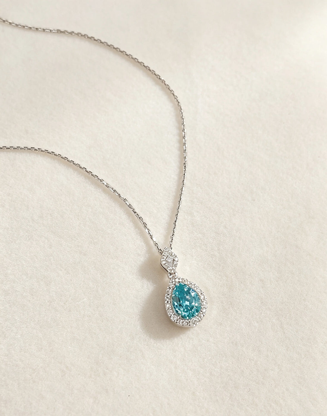 Halo setting oval cut lab grown paraiba pendant necklace