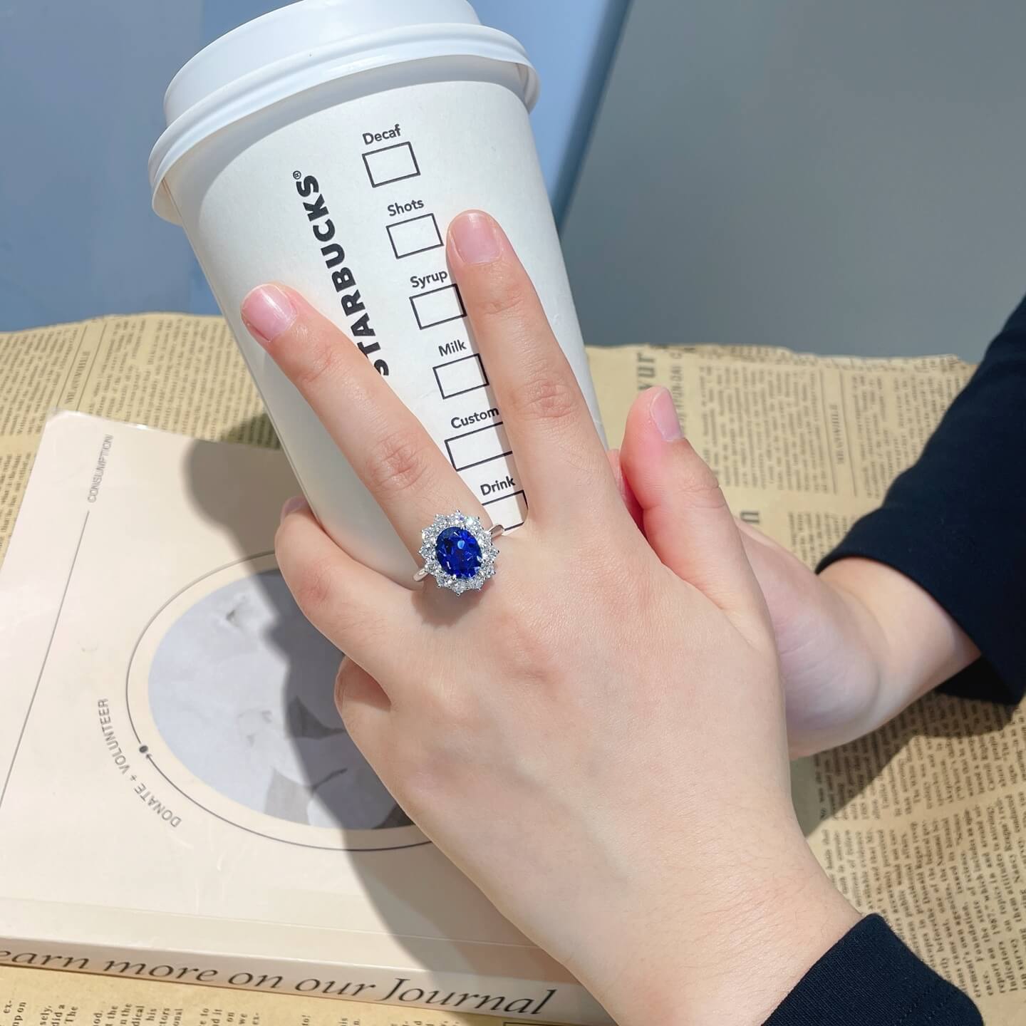 Halo setting oval cut  lab grown sapphire engagement ring