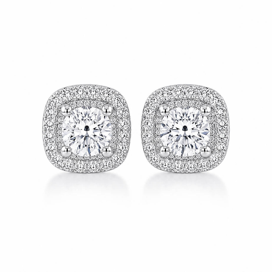Halo setting round cut lab grown diamond earrings stud