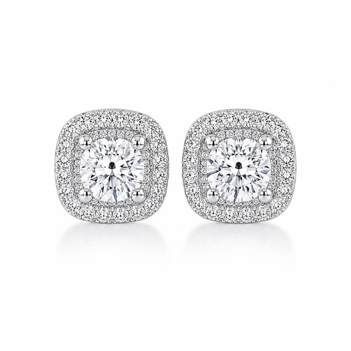 Halo setting round cut lab grown diamond earrings stud