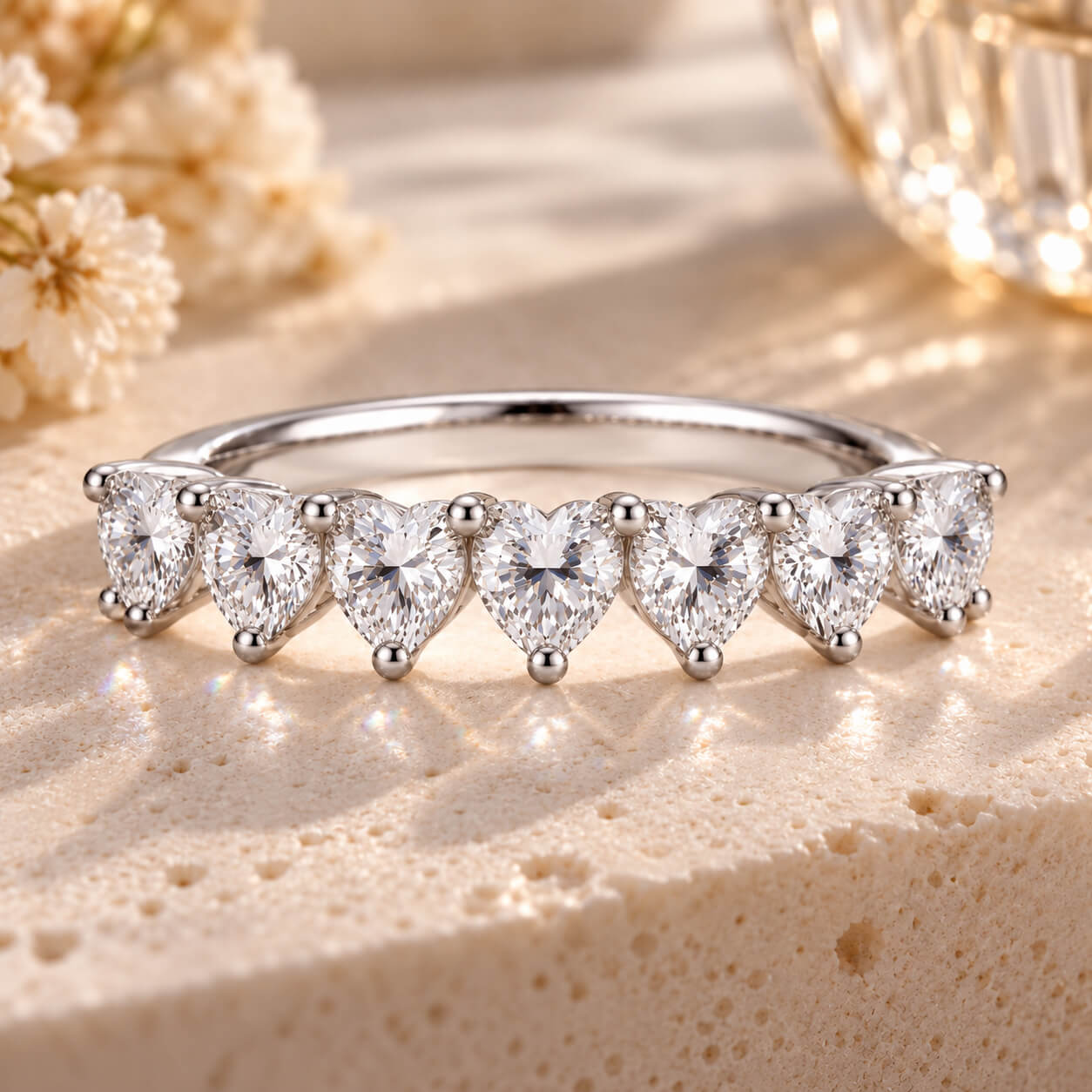 Heart cut lab grown diamond anniversary wedding ring
