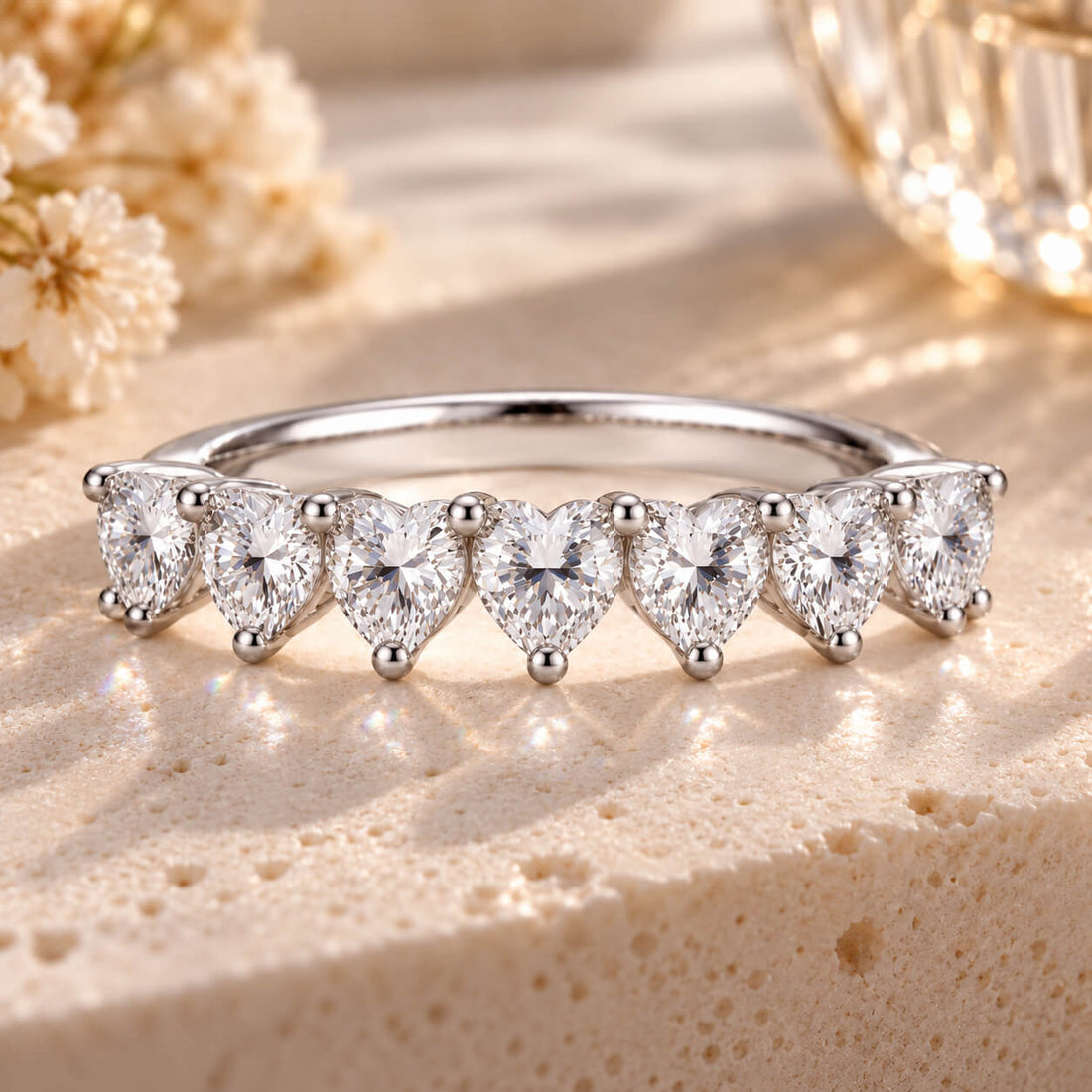 Heart cut lab grown diamond anniversary wedding ring
