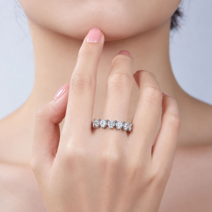Heart cut lab grown diamond anniversary wedding ring