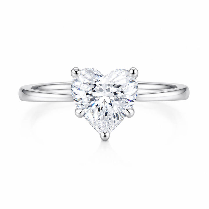 Heart cut lab grown diamond engagement ring