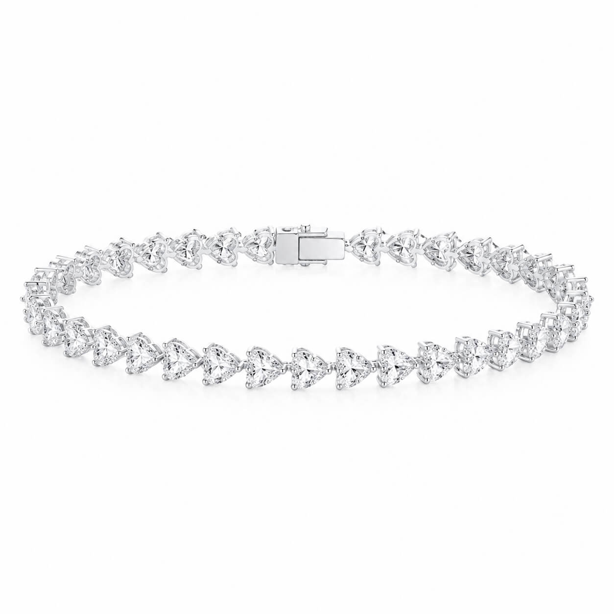 Heart cut lab grown diamond tennis bracelet