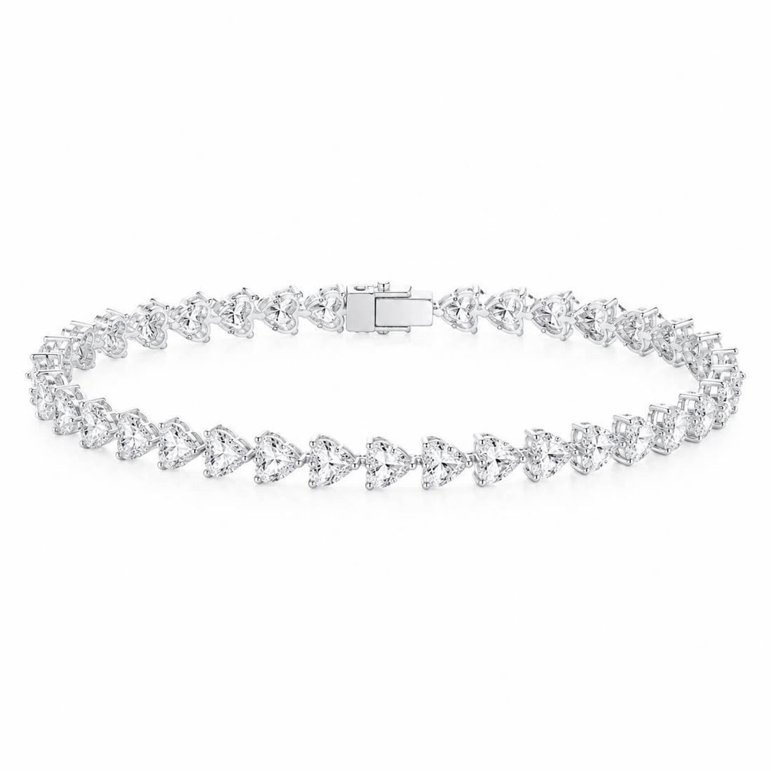 Heart cut lab grown diamond tennis bracelet