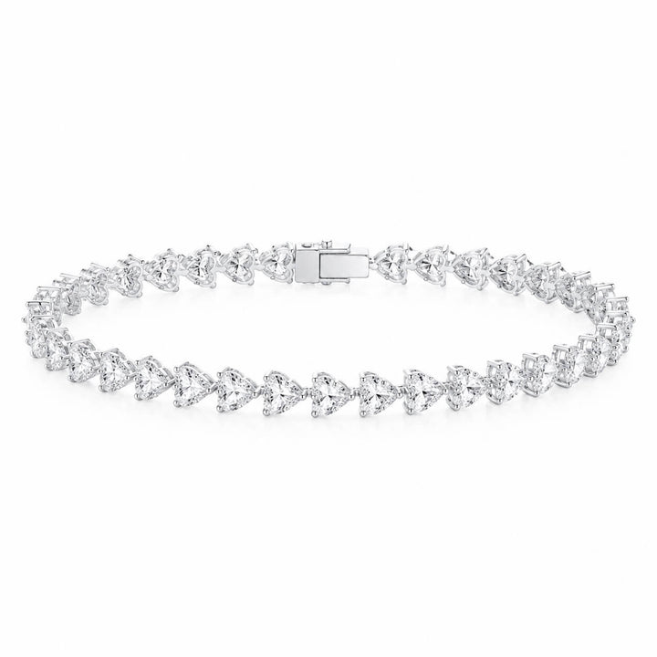 Heart cut lab grown diamond tennis bracelet