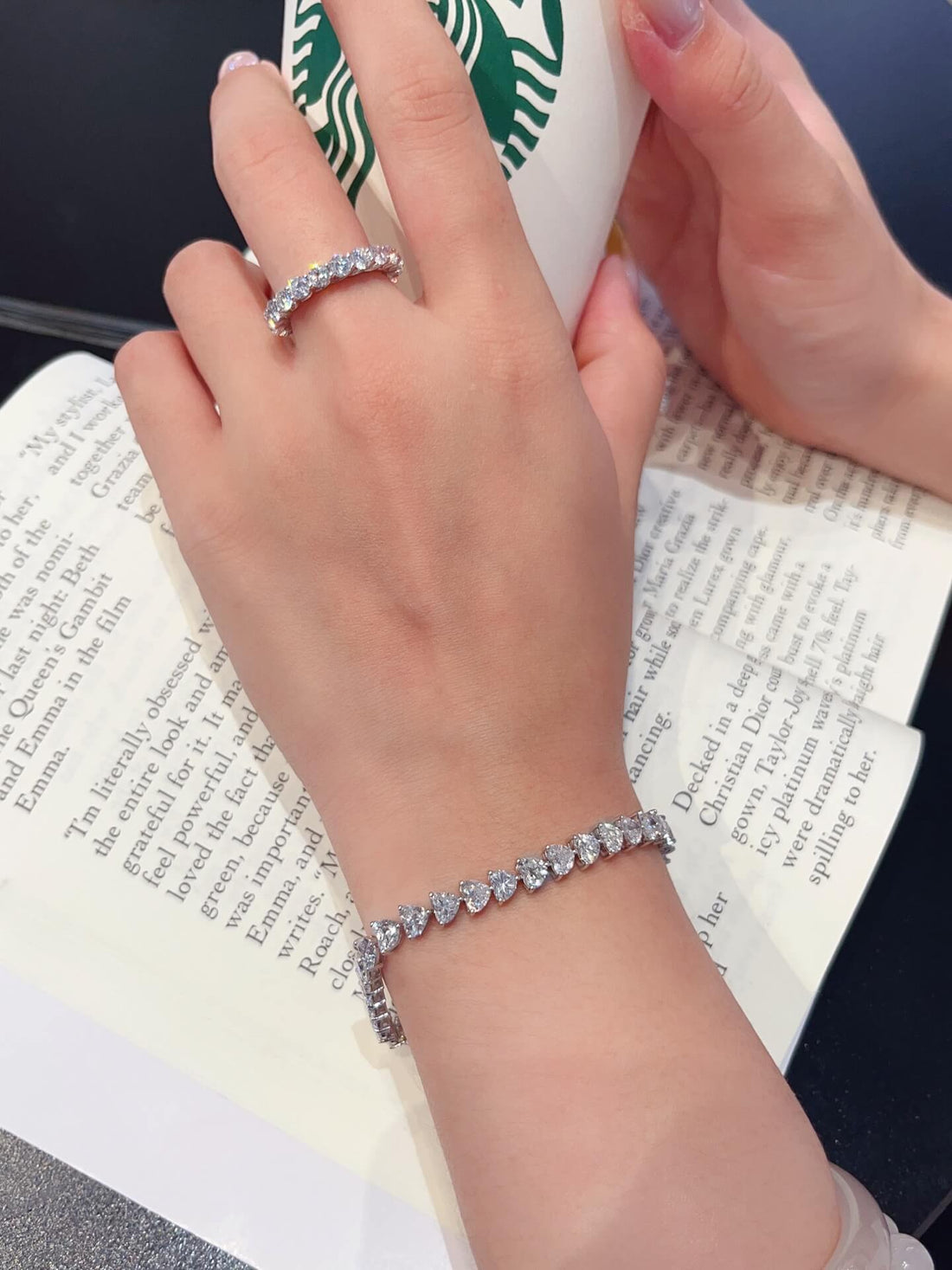 Heart cut lab grown diamond tennis bracelet