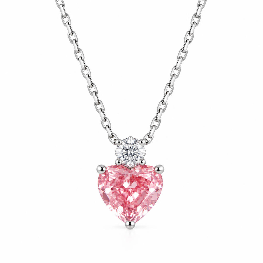 Heart cut lab grown pink diamond pendant necklace
