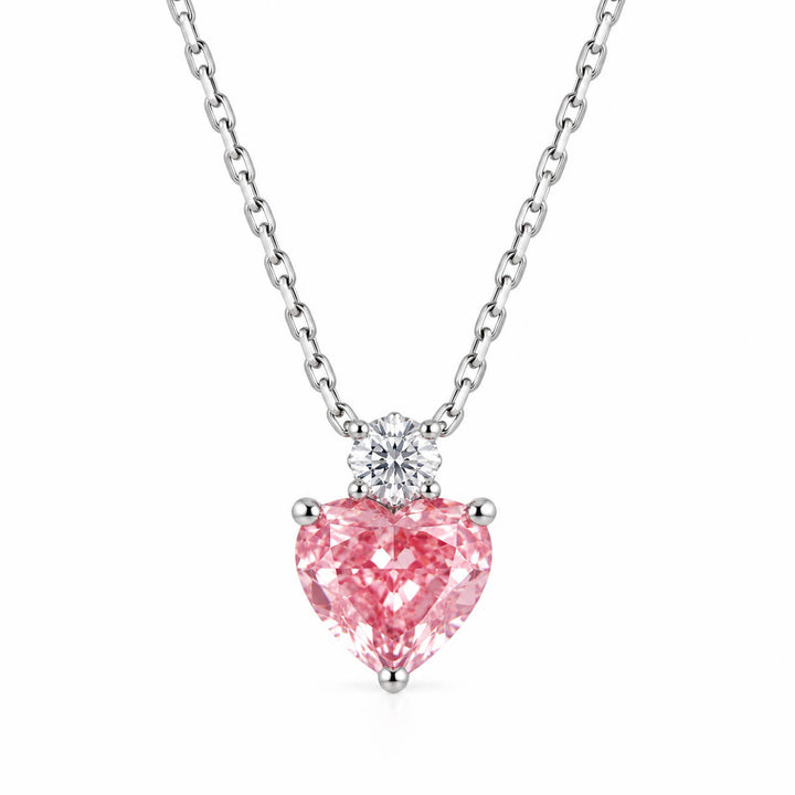 Heart cut lab grown pink diamond pendant necklace