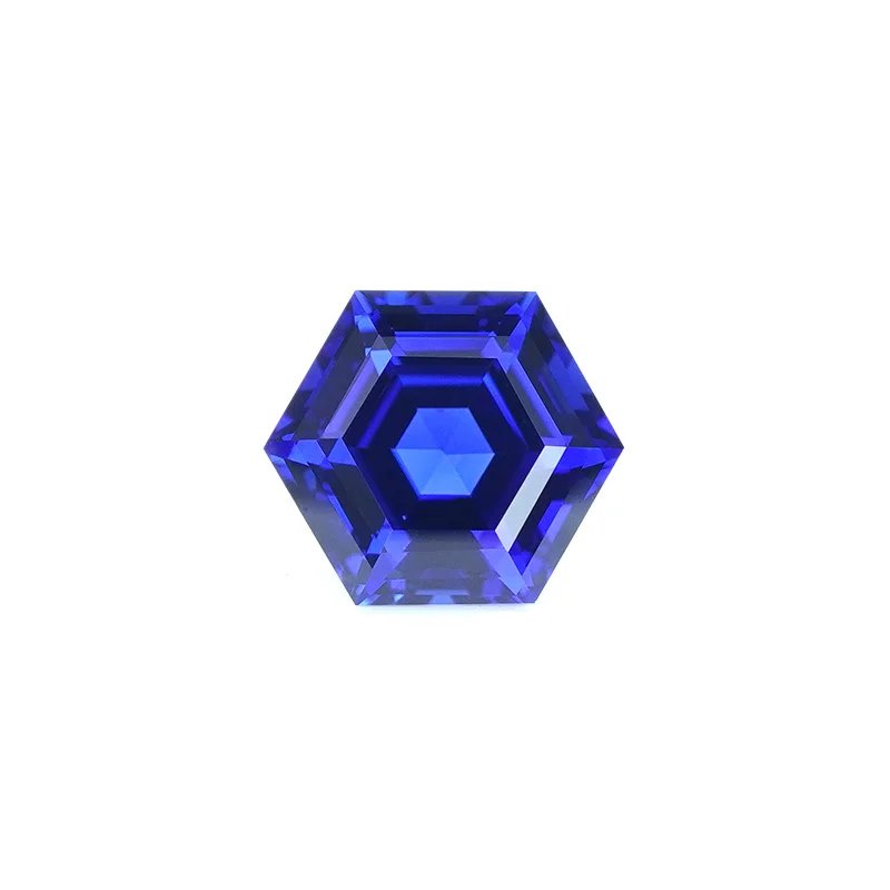 Hexagon Cut Lab Grown Blue Sapphire