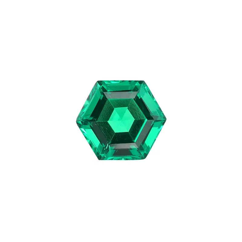 Hexagon Cut Lab Grown Emerald