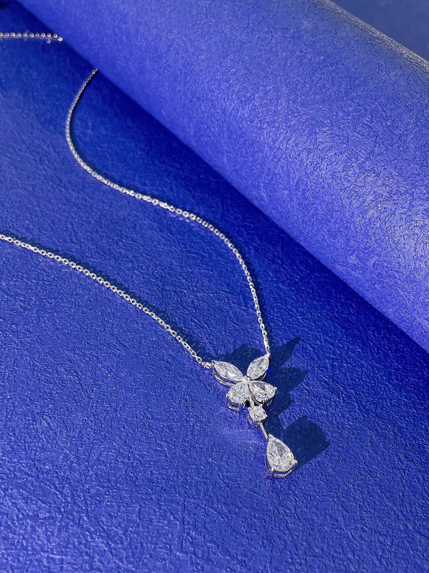 Horse-eye butterfly lab grown diamond necklace