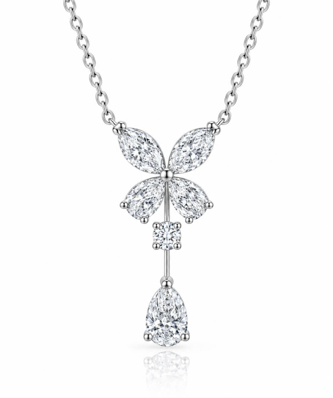 Horse-eye butterfly lab grown diamond necklace