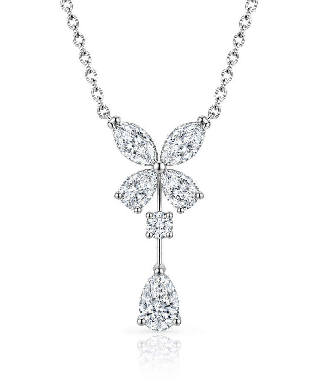 Horse-eye butterfly lab grown diamond necklace