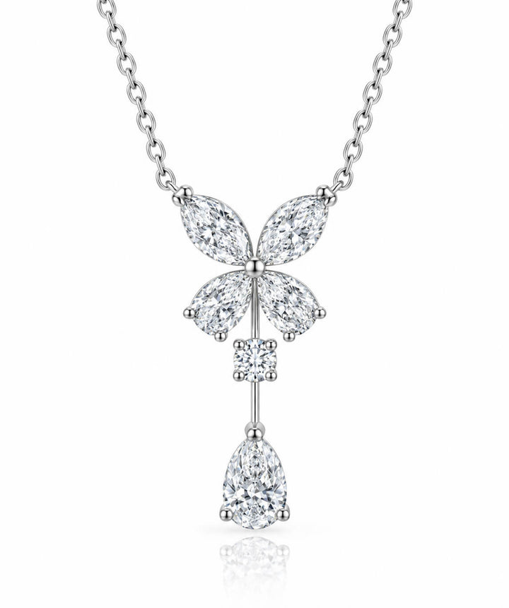 Horse-eye butterfly lab grown diamond necklace