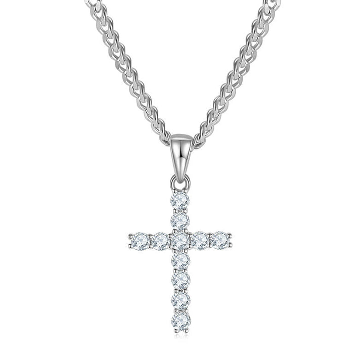 Classic round cut Moissanite cross pendant necklace