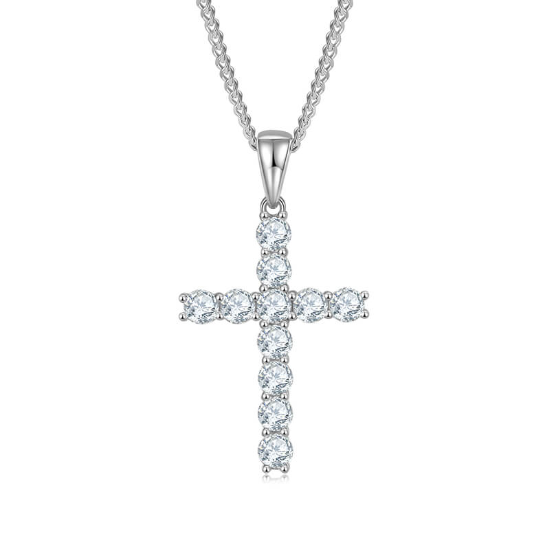 Classic round cut Moissanite cross pendant necklace