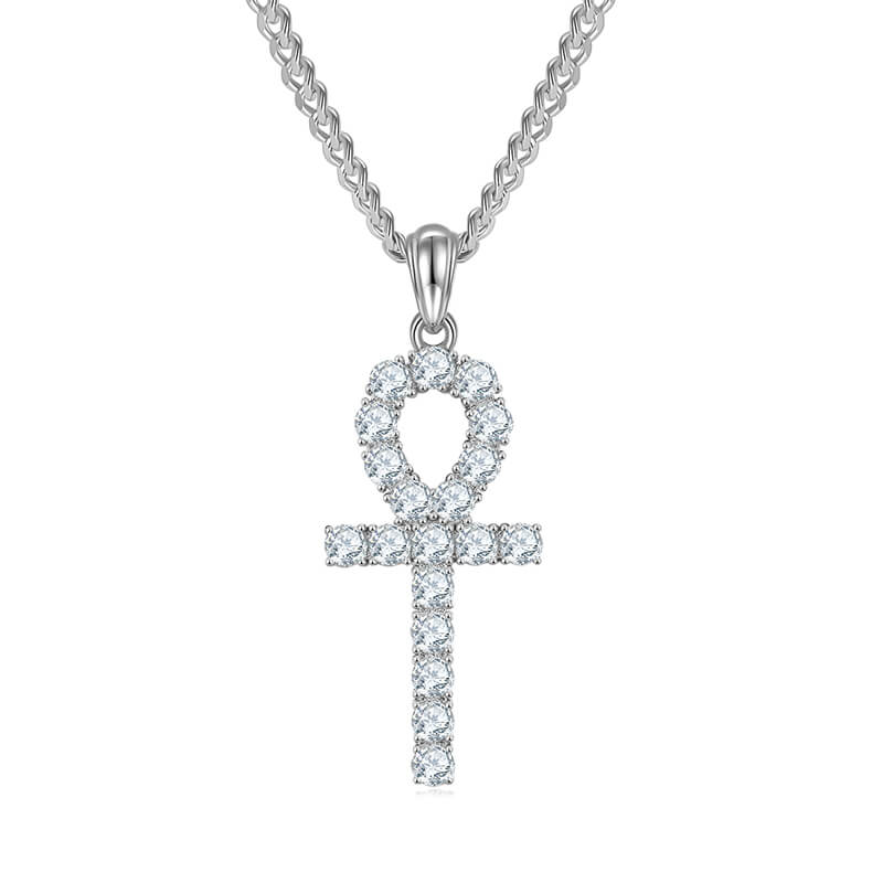 Fashion round cut Moissanite cross pendant necklace