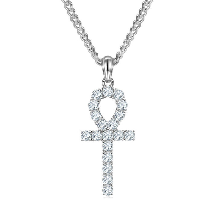 Fashion round cut Moissanite cross pendant necklace