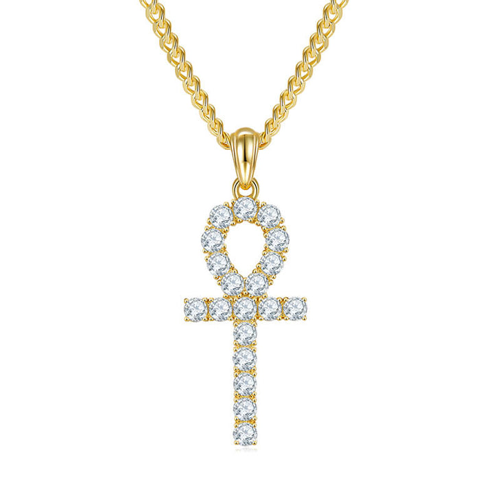 Fashion round cut Moissanite cross pendant necklace