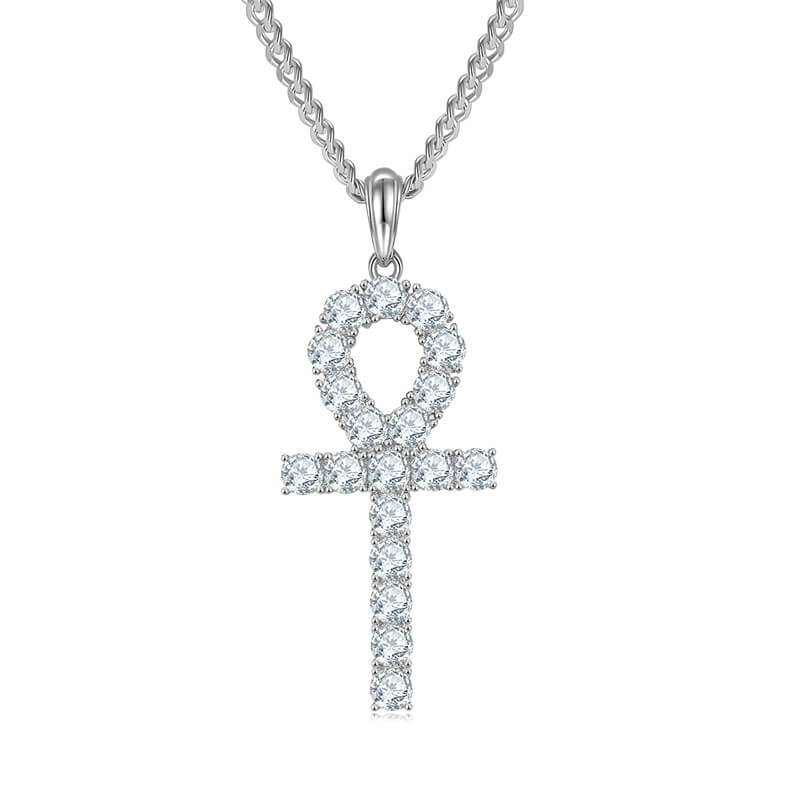 Fashion round cut Moissanite cross pendant necklace