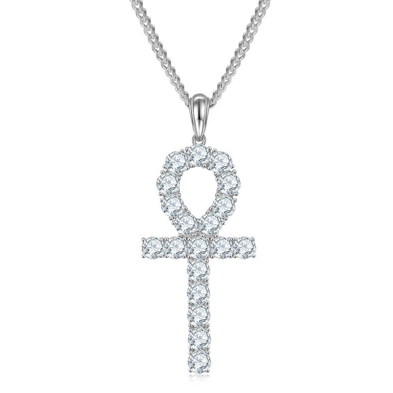 Fashion round cut Moissanite cross pendant necklace