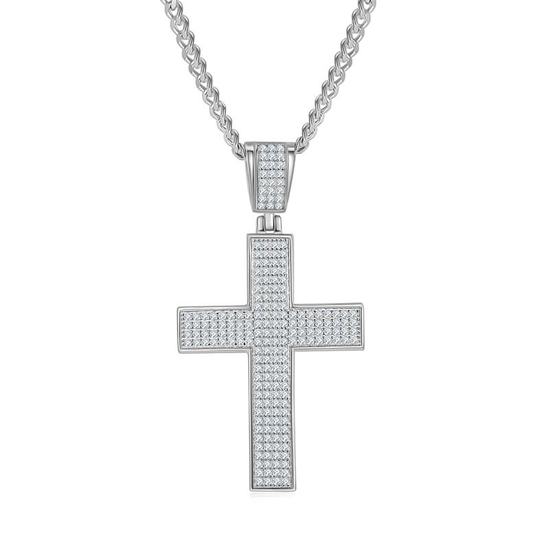 Classic luxury Moissanite cross pendant necklace