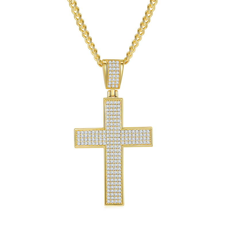 Classic luxury Moissanite cross pendant necklace