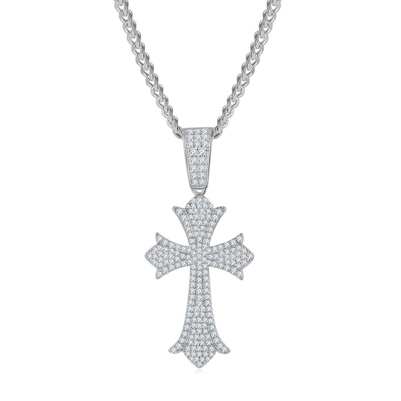 Vintage luxury Moissanite cross pendant necklace