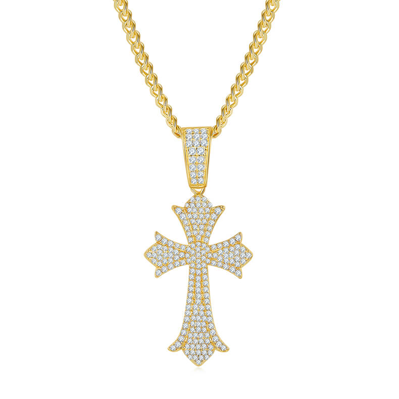 Vintage luxury Moissanite cross pendant necklace