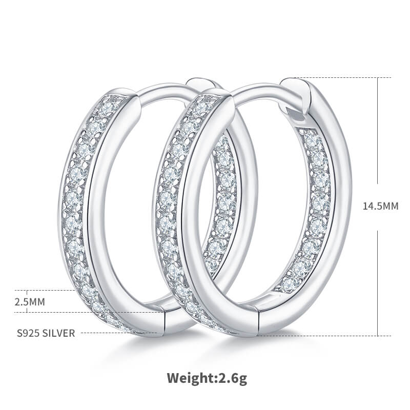 Full pave single row Moissanite huggie hoop earrings stud