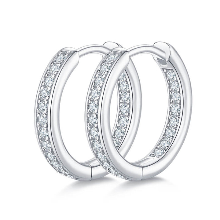 Full pave single row Moissanite huggie hoop earrings stud