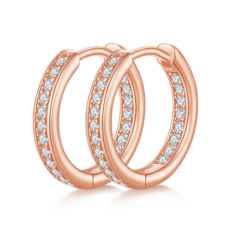 Full pave single row Moissanite huggie hoop earrings stud