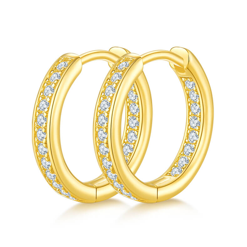 Full pave single row Moissanite huggie hoop earrings stud