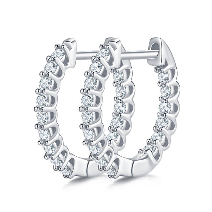 Full pave single row Moissanite huggie hoop earrings stud