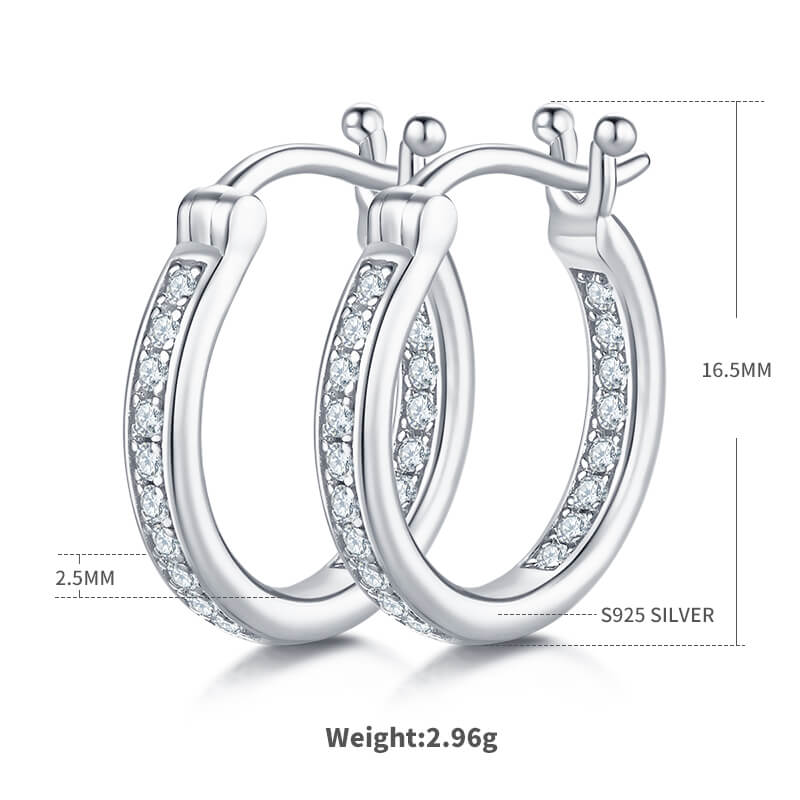 Full pave single row Moissanite huggie hoop earrings stud