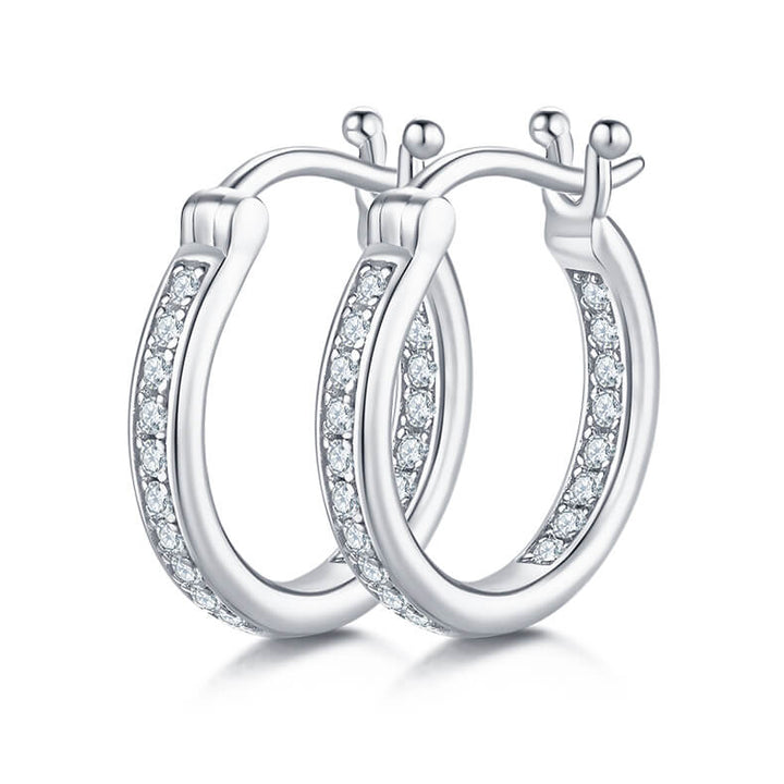 Full pave single row Moissanite huggie hoop earrings stud