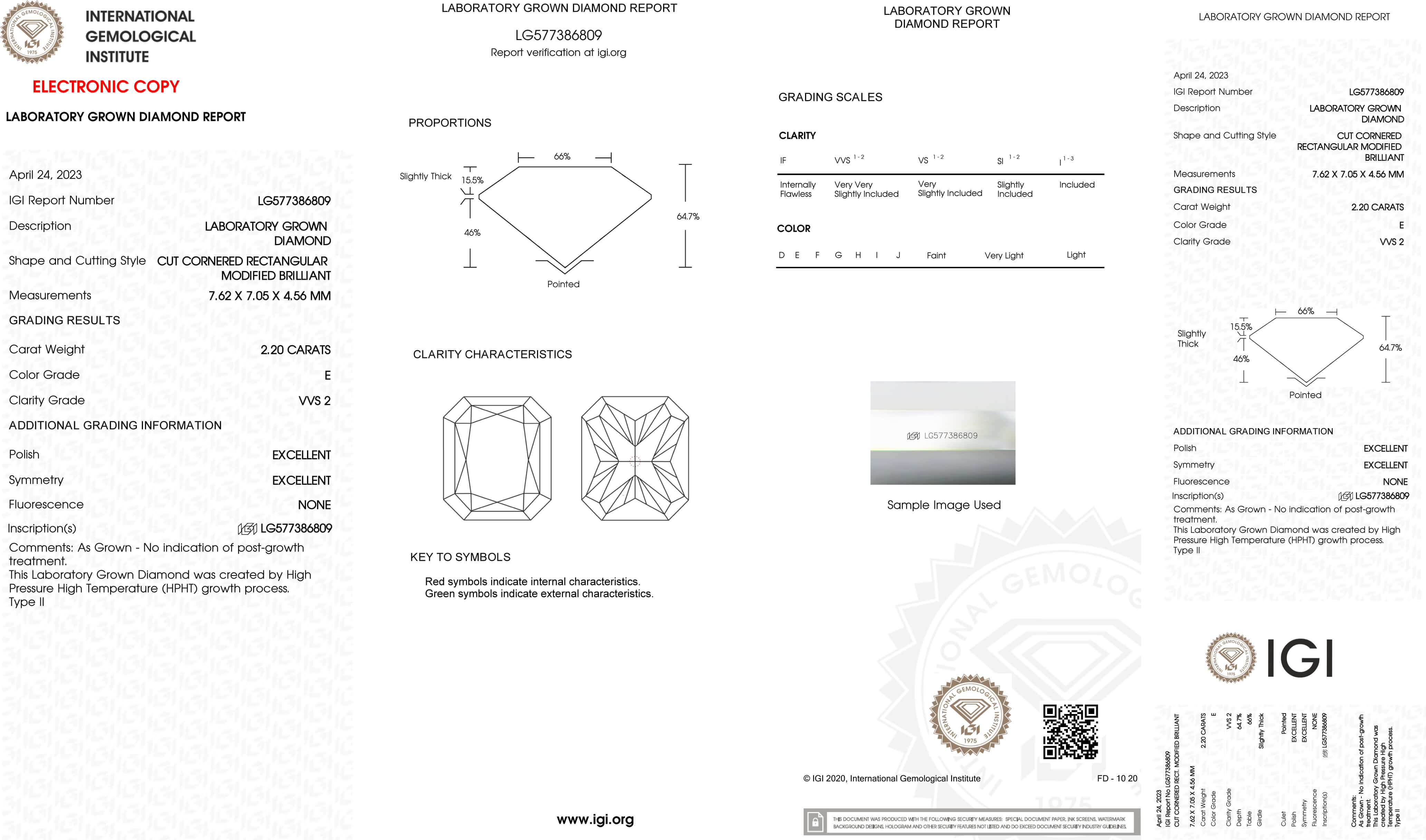 2.20ct E VVS2 Radiant Cut Lab Grown Diamond