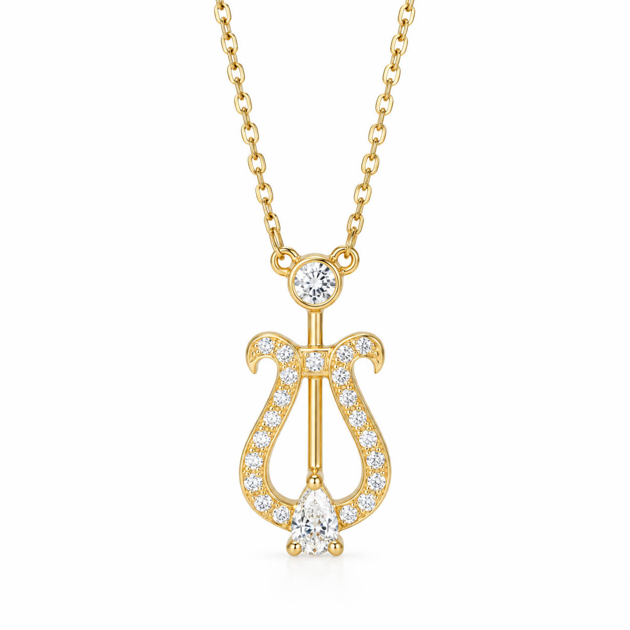 Lyre design lab grown diamond pendant necklace