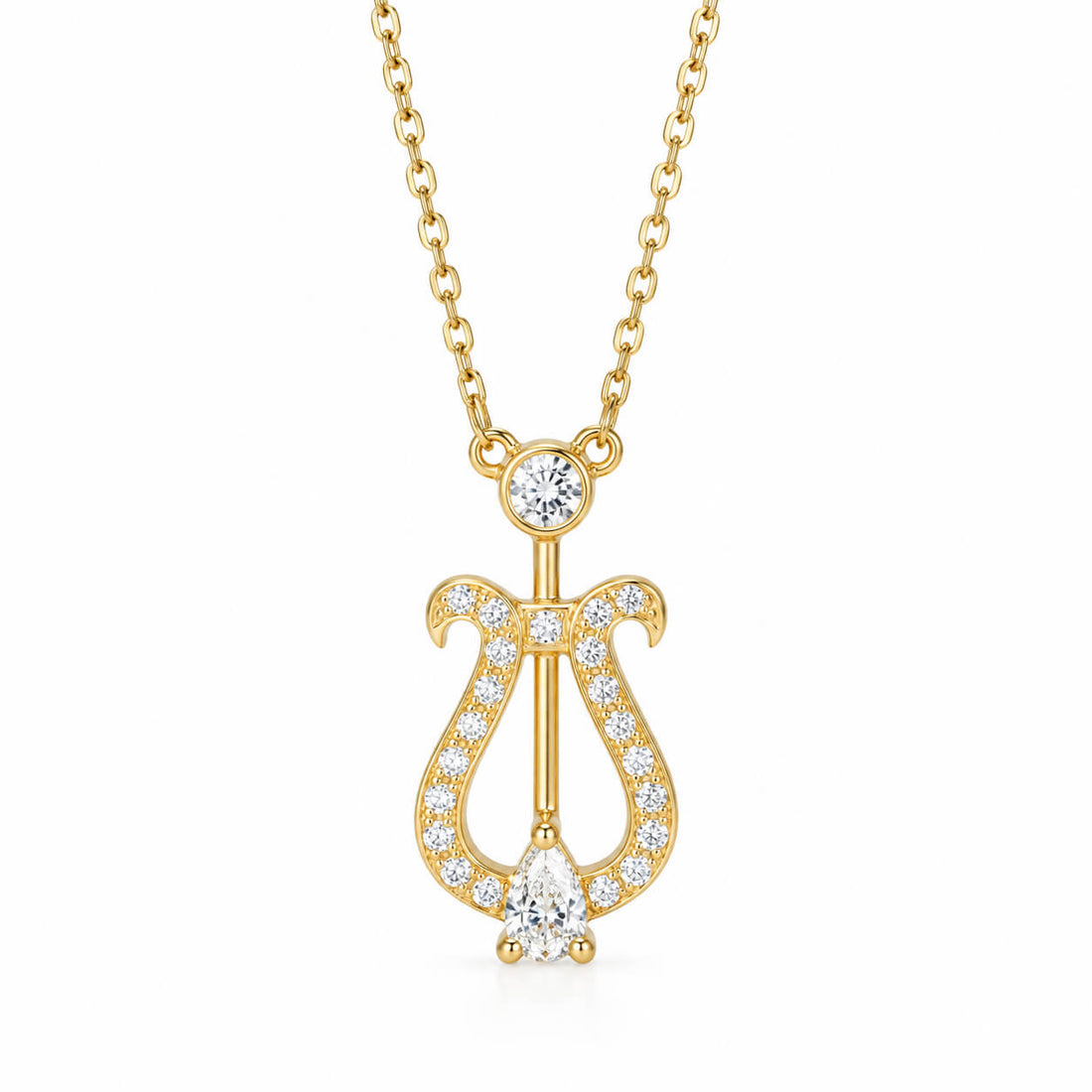 Lyre design lab grown diamond pendant necklace