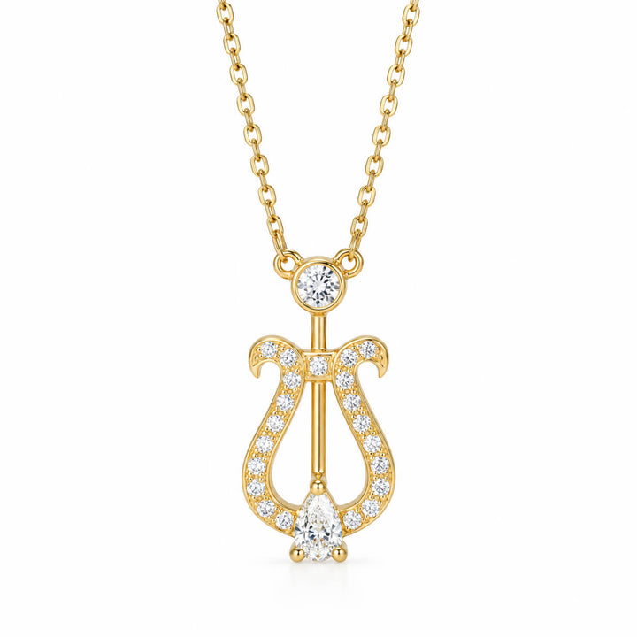 Lyre design lab grown diamond pendant necklace